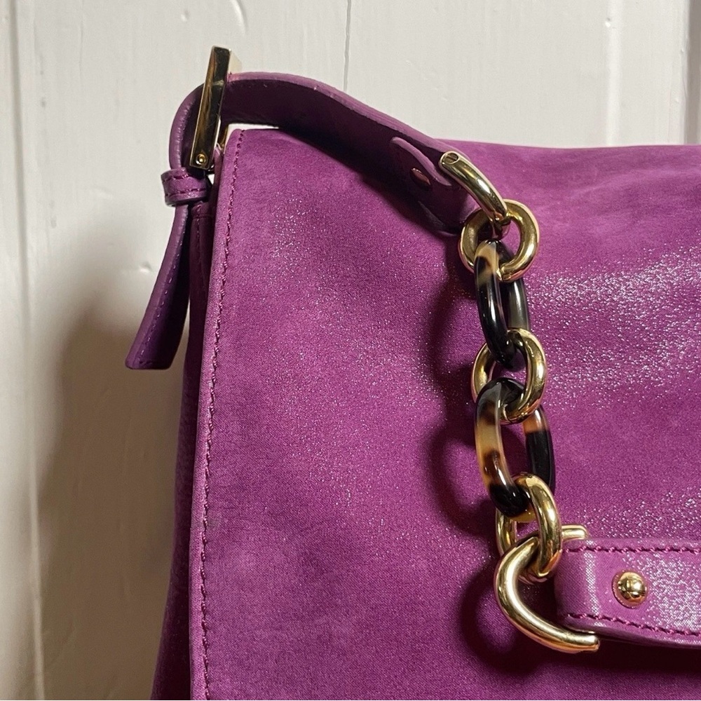 Fendi Rare Y2K Iridescent PlumSuede Mamma Baguette Shoulder Bag - Picture 8 of 15